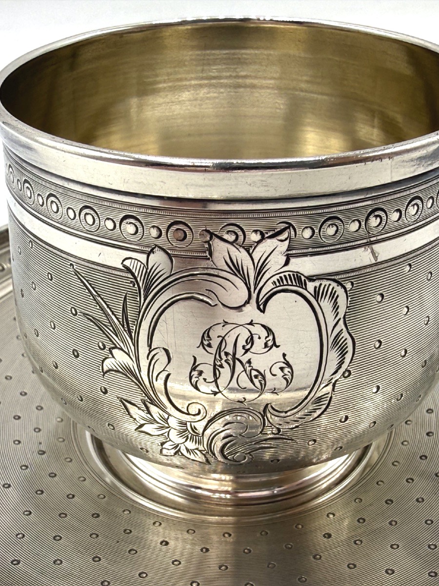 Solid Silver Coffee Cup And Saucer By Hack Et Hourdequin-photo-2