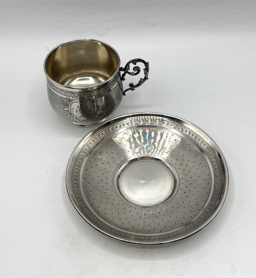 Solid Silver Coffee Cup And Saucer By Hack Et Hourdequin-photo-6