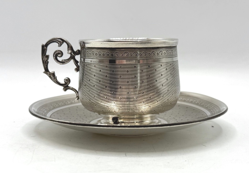 Solid Silver Coffee Cup And Saucer By Hack Et Hourdequin-photo-7