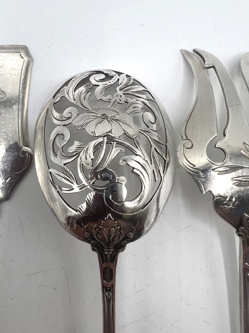 4-piece Solid Silver Appetizer Or Petit Four Set By Maillard-photo-2