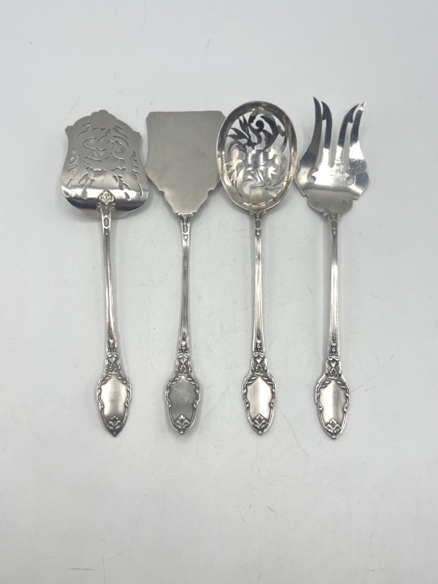 4-piece Solid Silver Appetizer Or Petit Four Set By Maillard-photo-3
