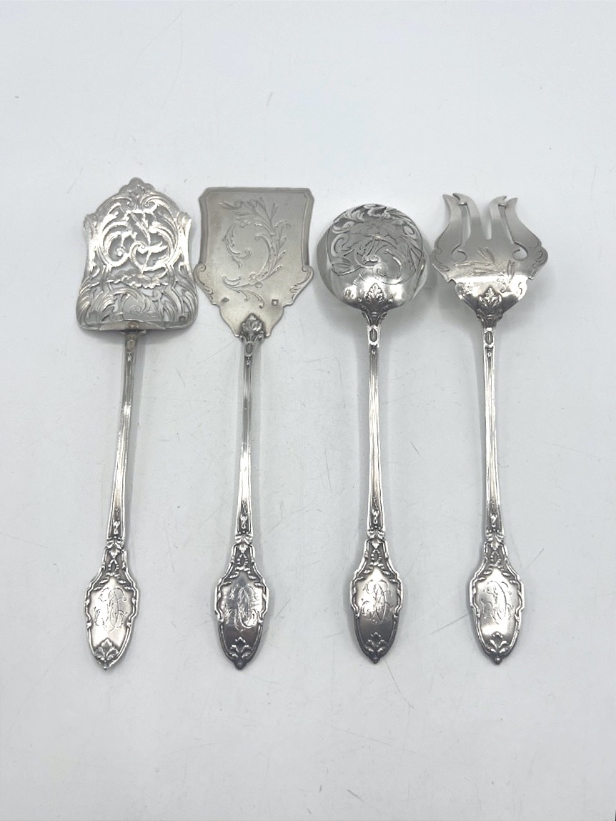 4-piece Solid Silver Appetizer Or Petit Four Set By Maillard