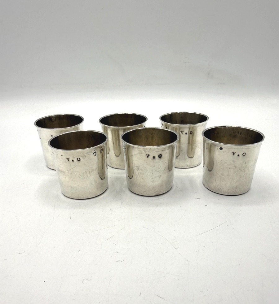 6 Solid Silver Liqueur Glasses From The 18th Century, Paris 1789-photo-4
