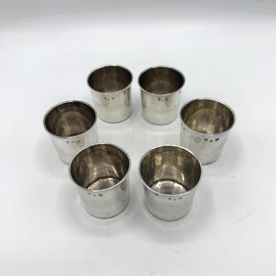 6 Solid Silver Liqueur Glasses From The 18th Century, Paris 1789-photo-5