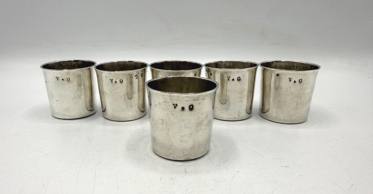 6 Solid Silver Liqueur Glasses From The 18th Century, Paris 1789-photo-6