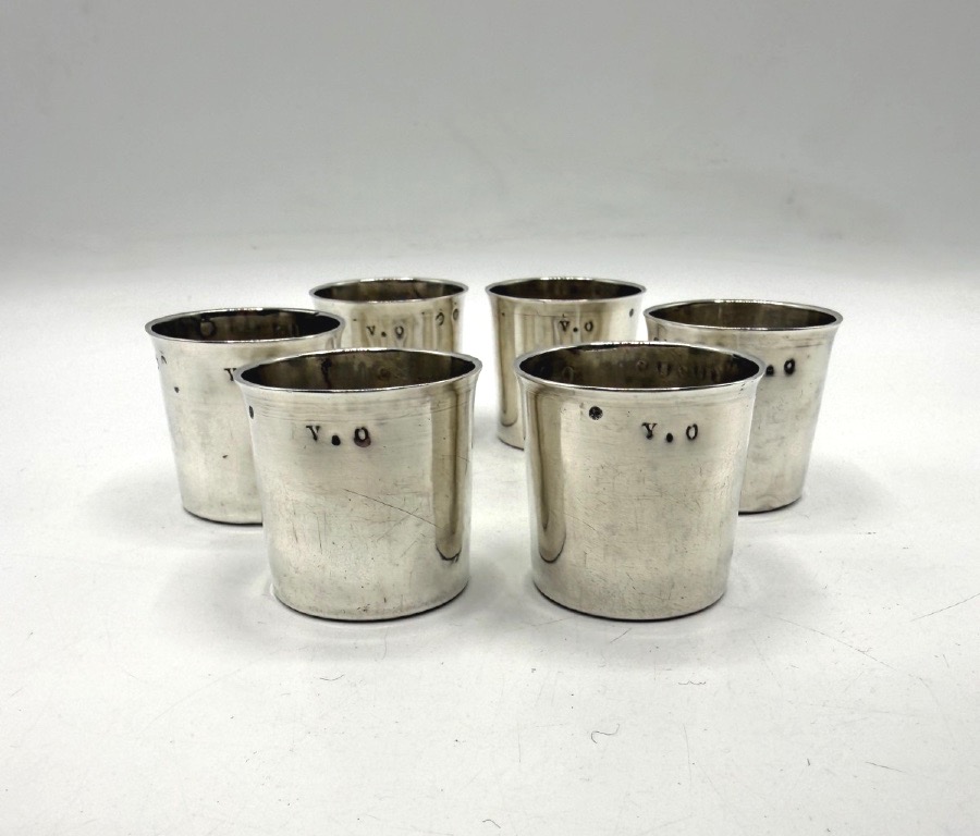 6 Solid Silver Liqueur Glasses From The 18th Century, Paris 1789-photo-7