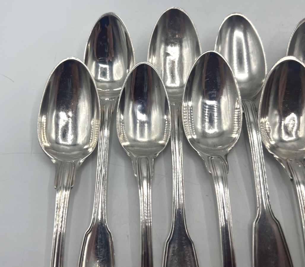 Suite de 15 cuillères à café en argent massif époque 18ème-photo-3