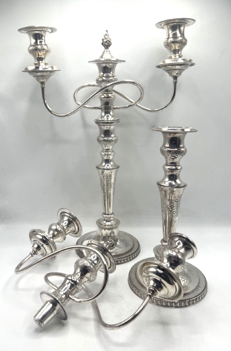 Pair Of 3-light Solid Silver Candelabras By Odiot-photo-4