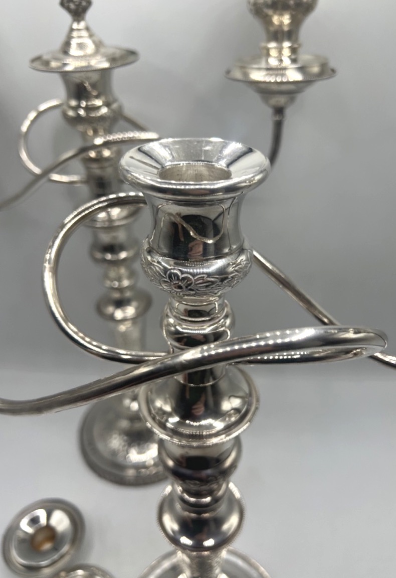 Pair Of 3-light Solid Silver Candelabras By Odiot-photo-6