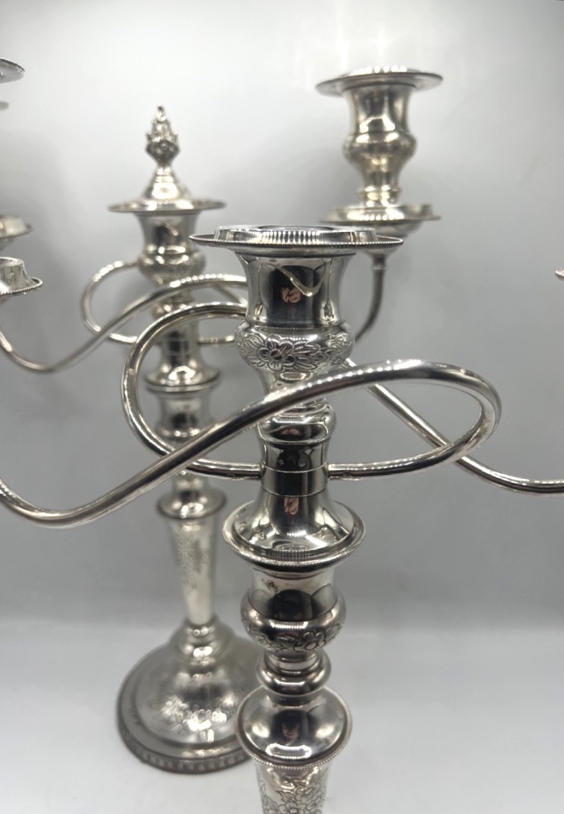 Pair Of 3-light Solid Silver Candelabras By Odiot-photo-7