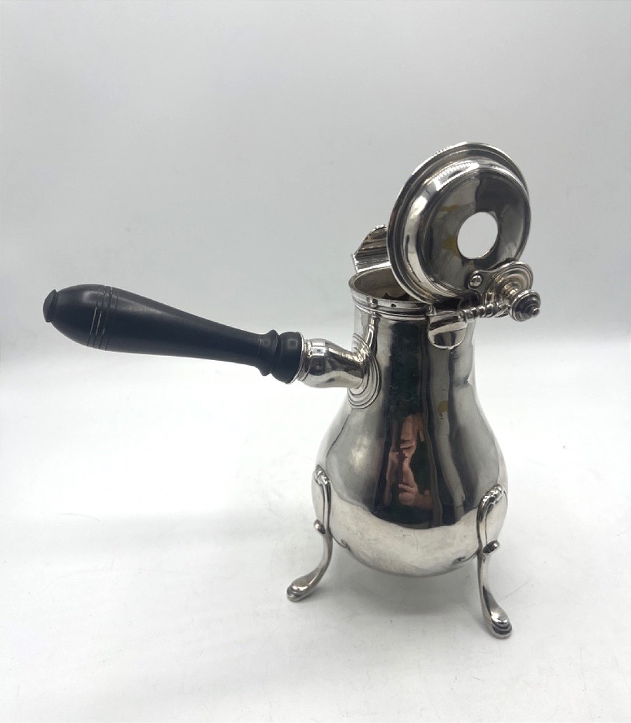 Chocolatière tripode en Argent Massif, époque 18ème, Paris 1776-photo-4