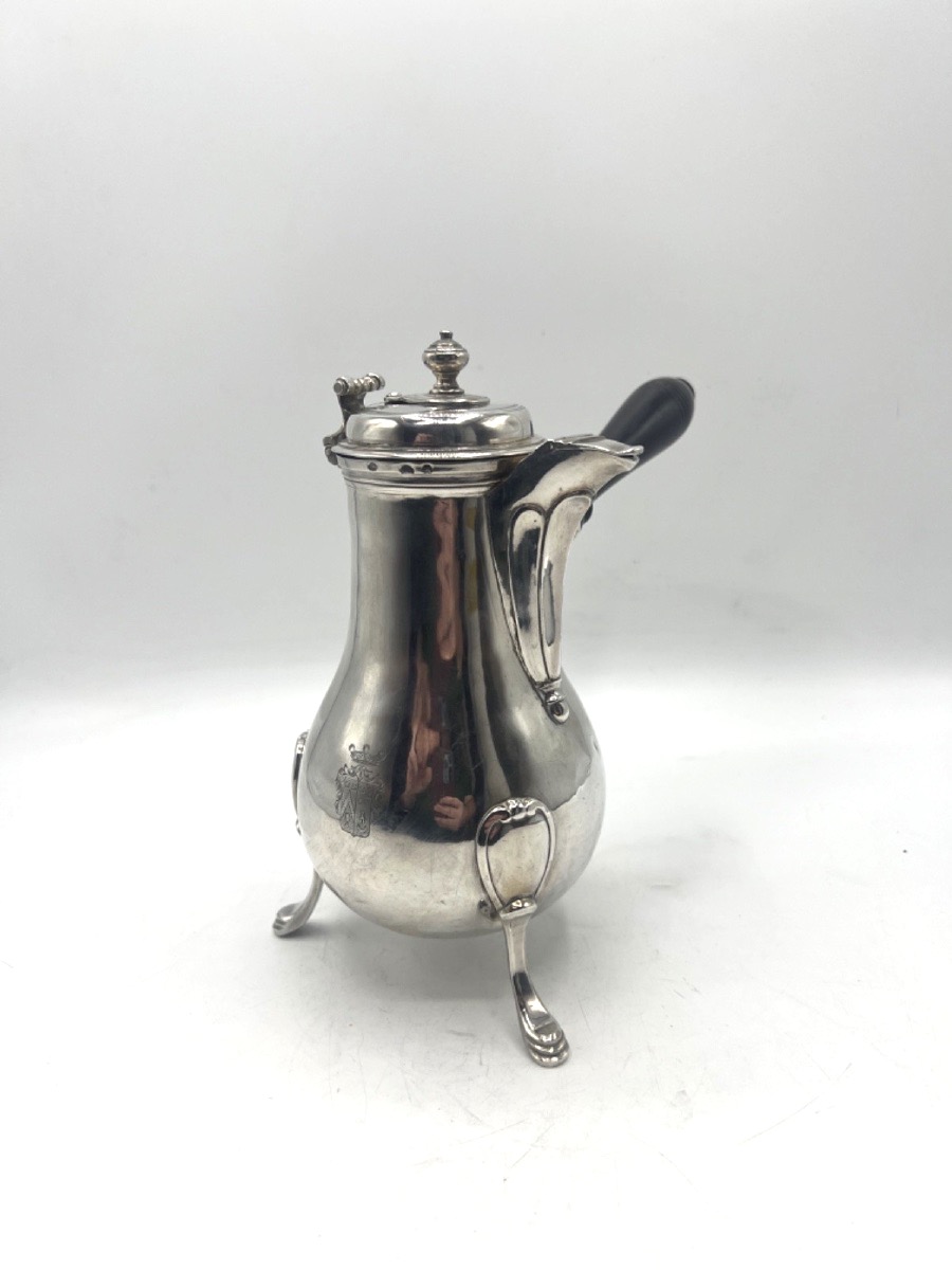 Chocolatière tripode en Argent Massif, époque 18ème, Paris 1776