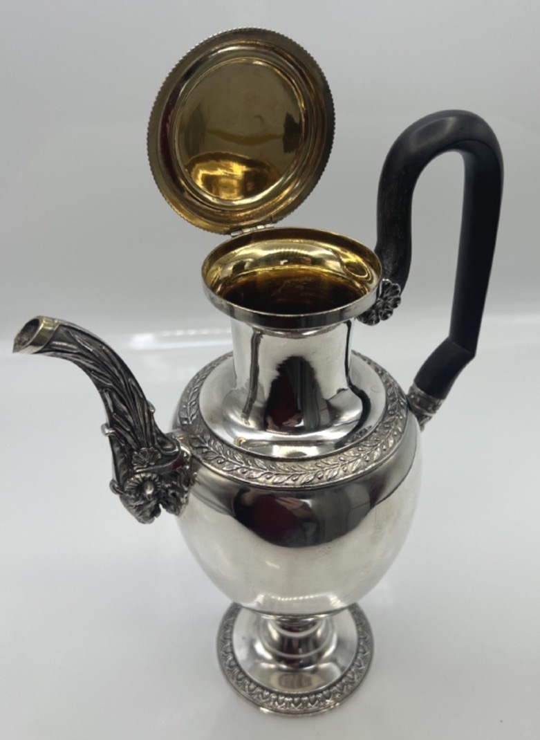 19th-century Solid Silver Coffee Pot With Animal Motifs-photo-6