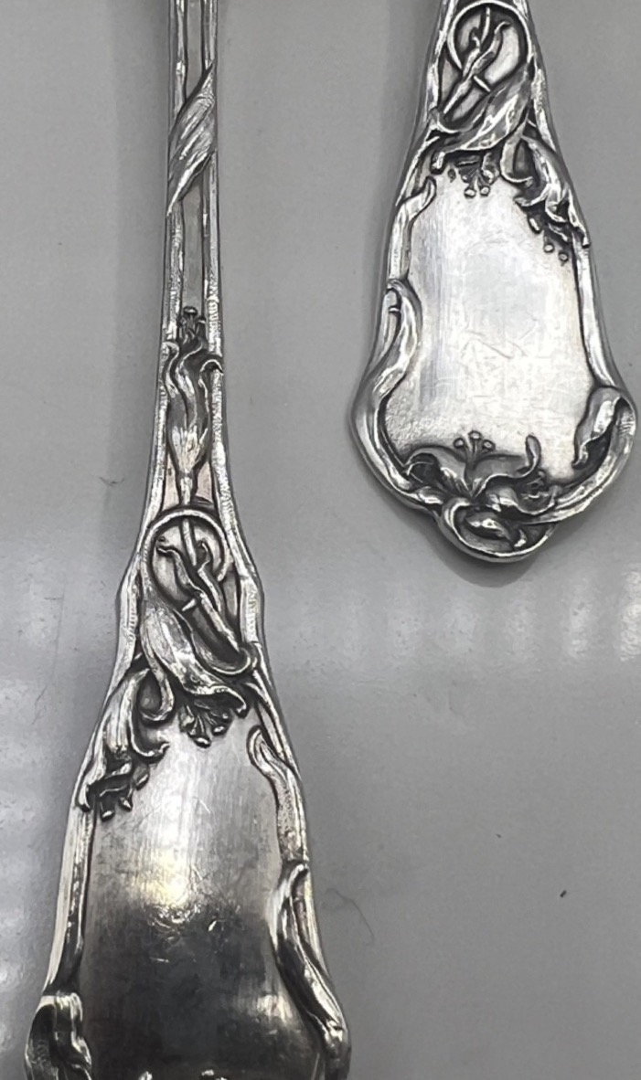 12 cuillères à café en argent massif art nouveau-photo-4