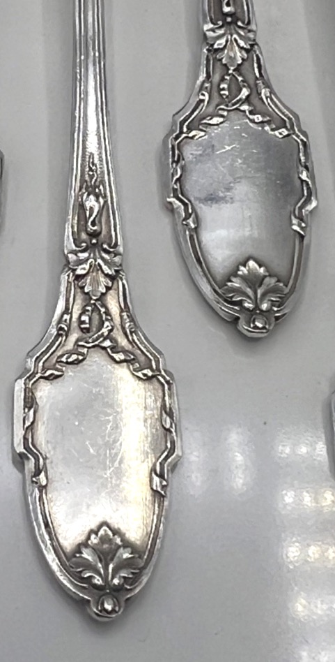 Set Of 12 Solid Silver Cake Forks By Ernest Combeau-photo-2
