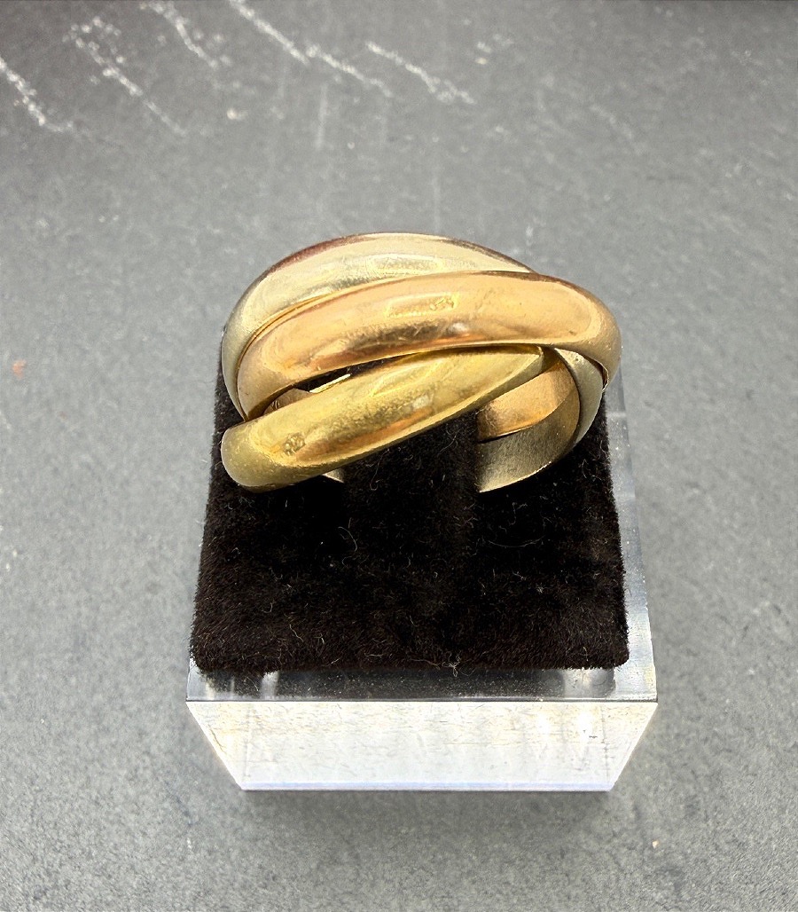 Trinity Ring By Cartier In 18-karat Yellow, Rose, And Gray Gold-photo-4