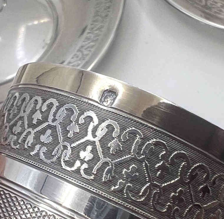 Suite de 6 tasses à café en argent massif et vermeil par Boivin-photo-2