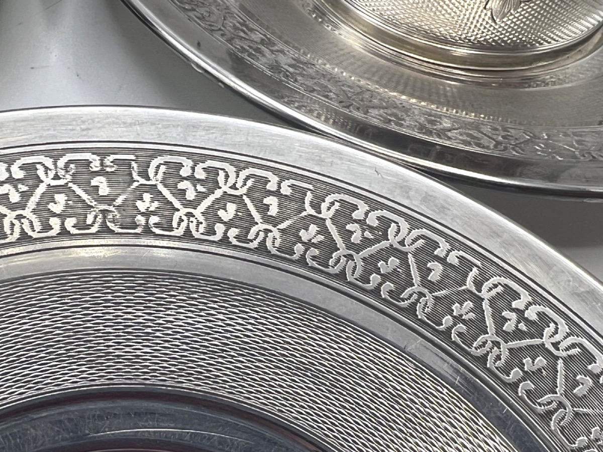 Suite de 6 tasses à café en argent massif et vermeil par Boivin-photo-2