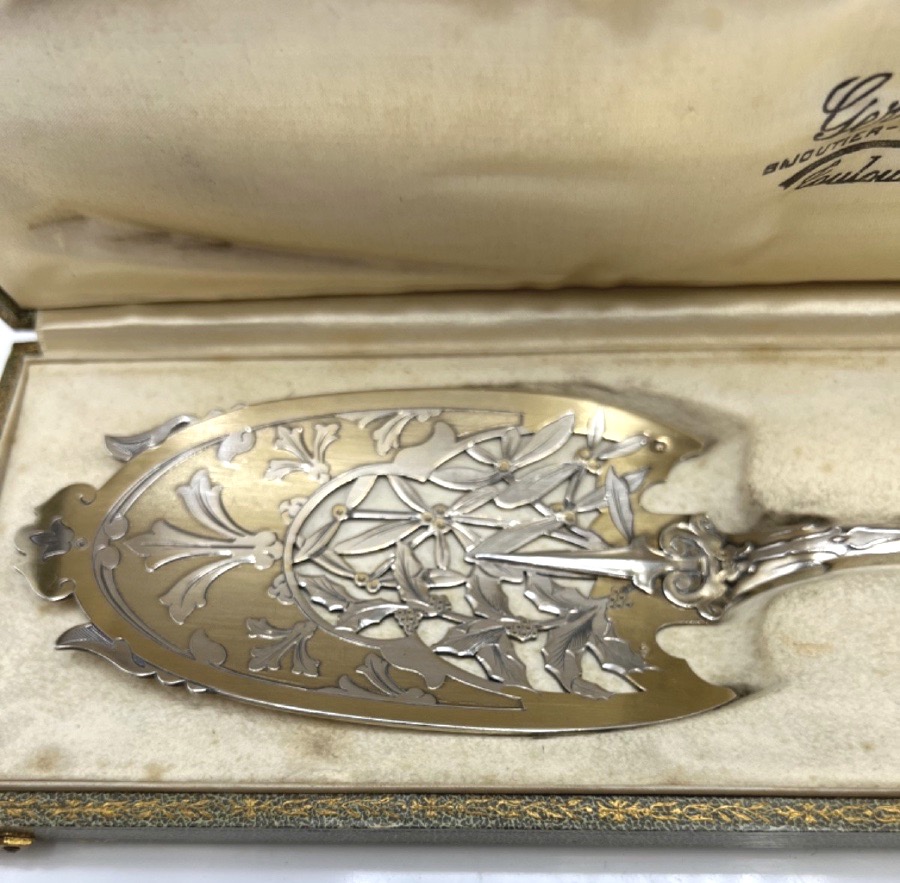 Art Nouveau-style Solid Silver And Vermeil Pie Server-photo-4