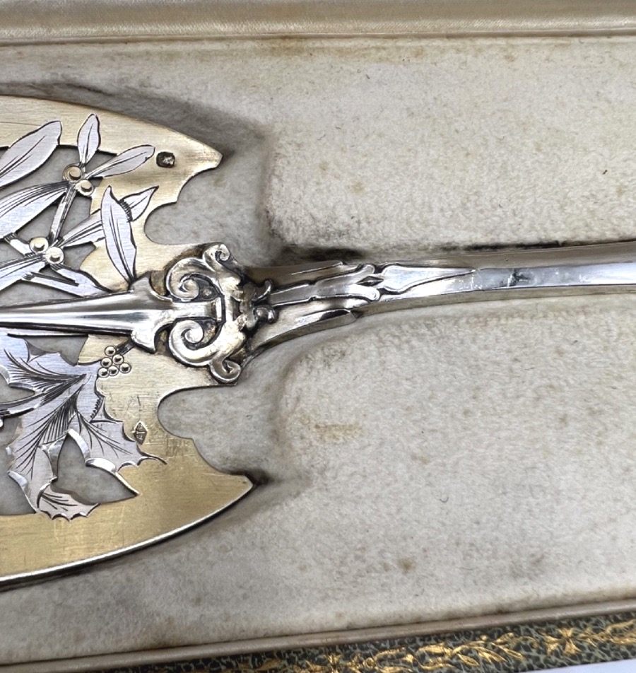 Art Nouveau-style Solid Silver And Vermeil Pie Server-photo-2