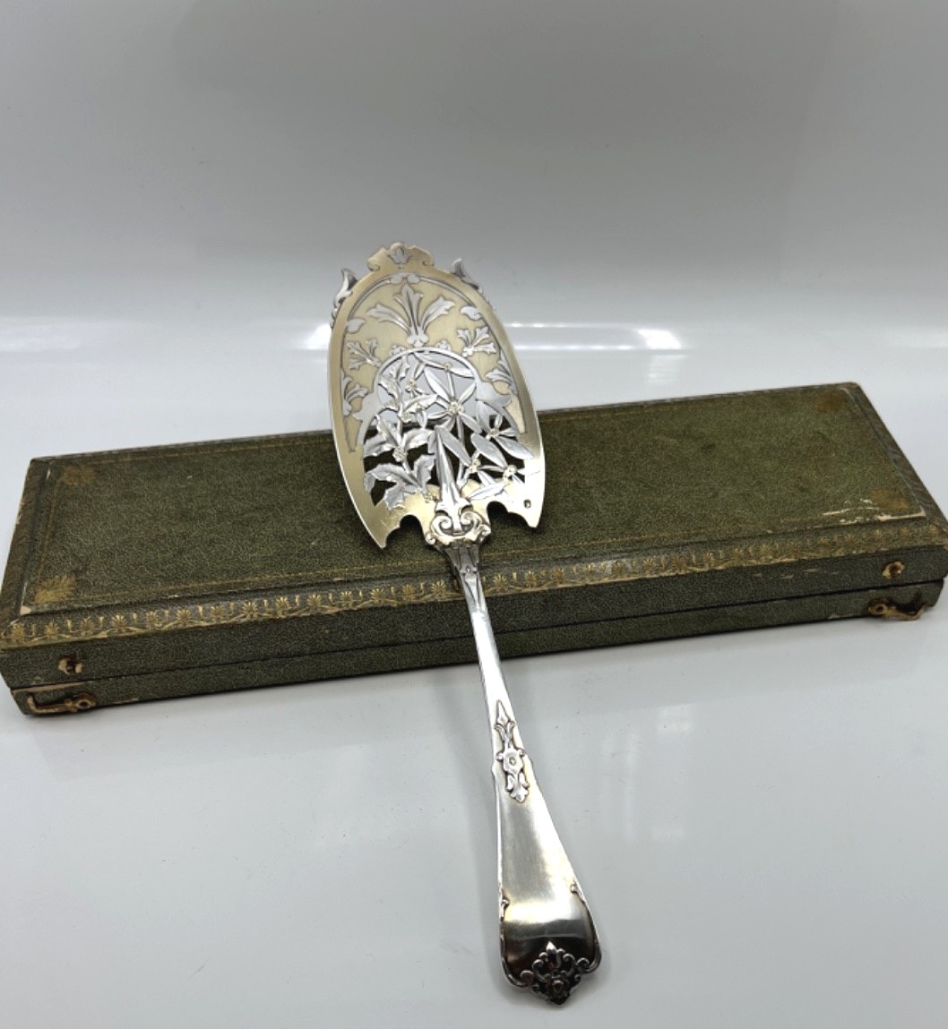 Art Nouveau-style Solid Silver And Vermeil Pie Server-photo-7