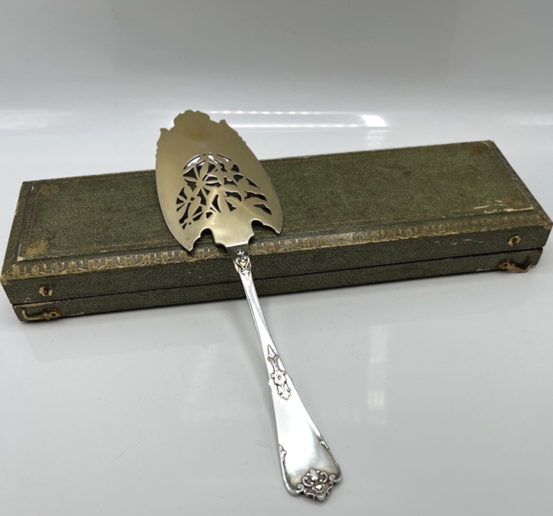 Art Nouveau-style Solid Silver And Vermeil Pie Server-photo-8