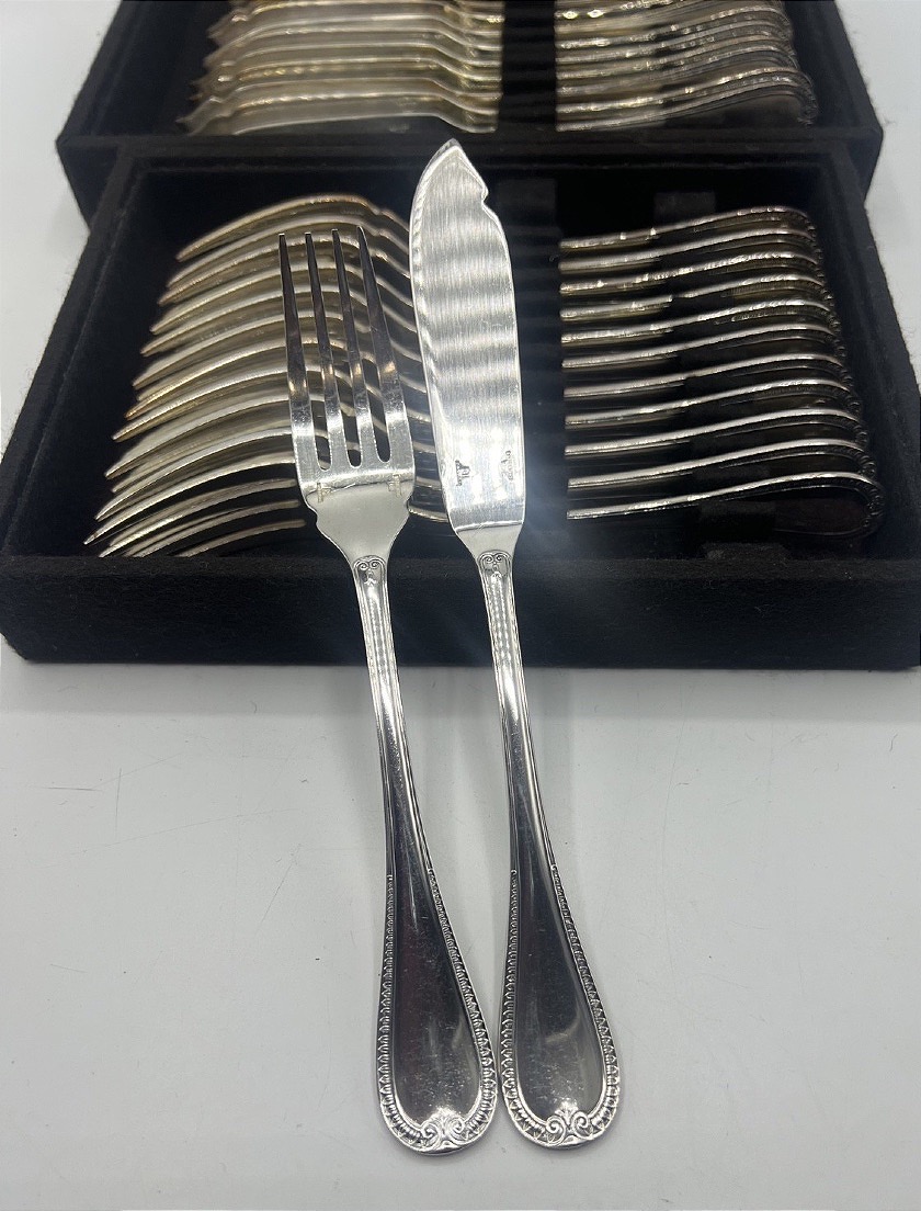 Set Of 6 Malmaison Christofle Fish Cutlery Pieces-photo-4