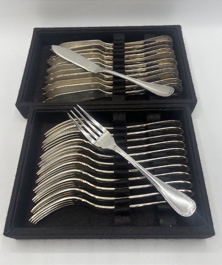 Set Of 6 Malmaison Christofle Fish Cutlery Pieces