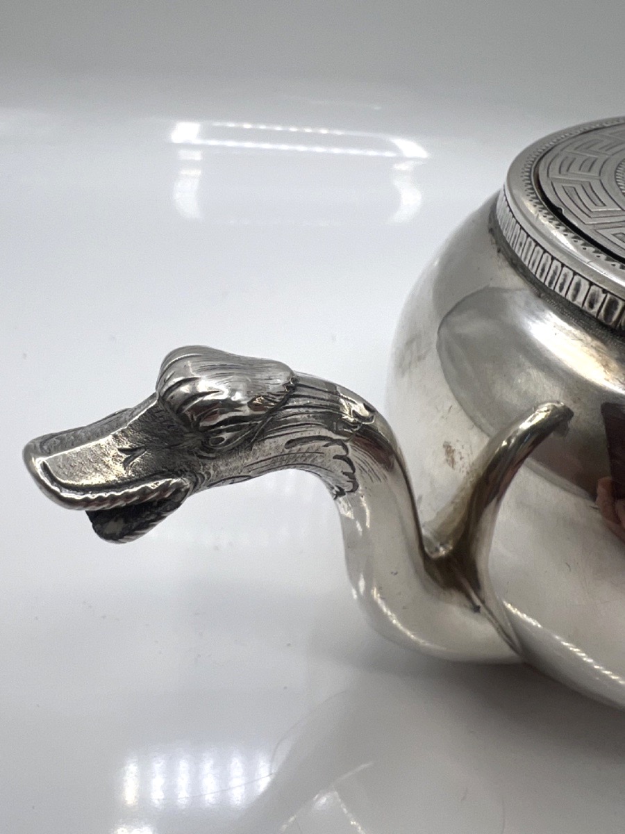 Oval Teapot Made Of Solid Silver-photo-1