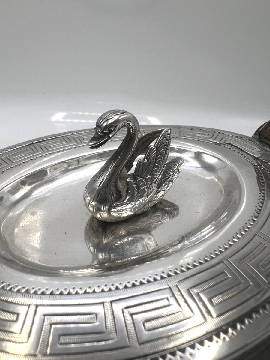 Oval Teapot Made Of Solid Silver-photo-2