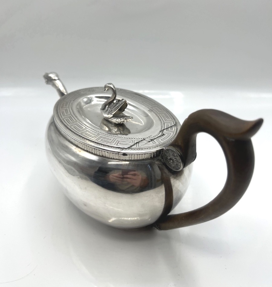 Oval Teapot Made Of Solid Silver-photo-3