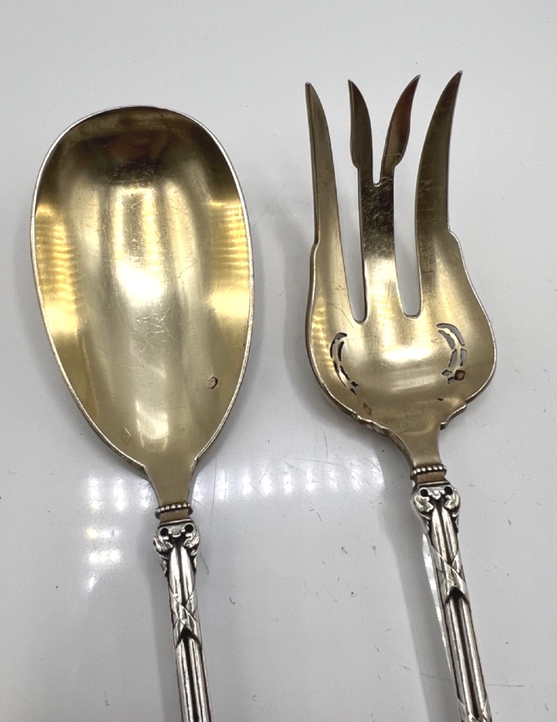 Silver And Vermeil Salad Serving Set-photo-4