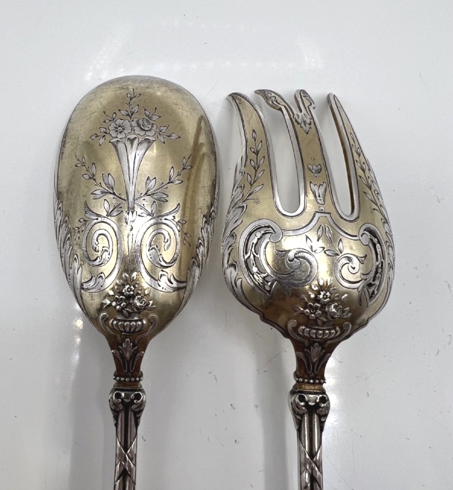 Silver And Vermeil Salad Serving Set-photo-2