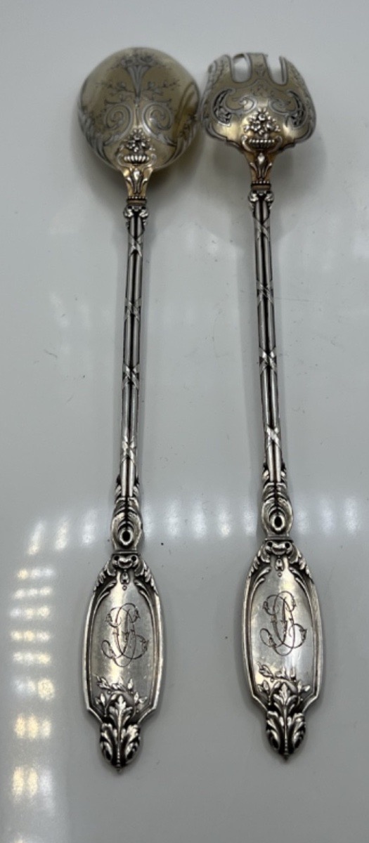 Silver And Vermeil Salad Serving Set-photo-5