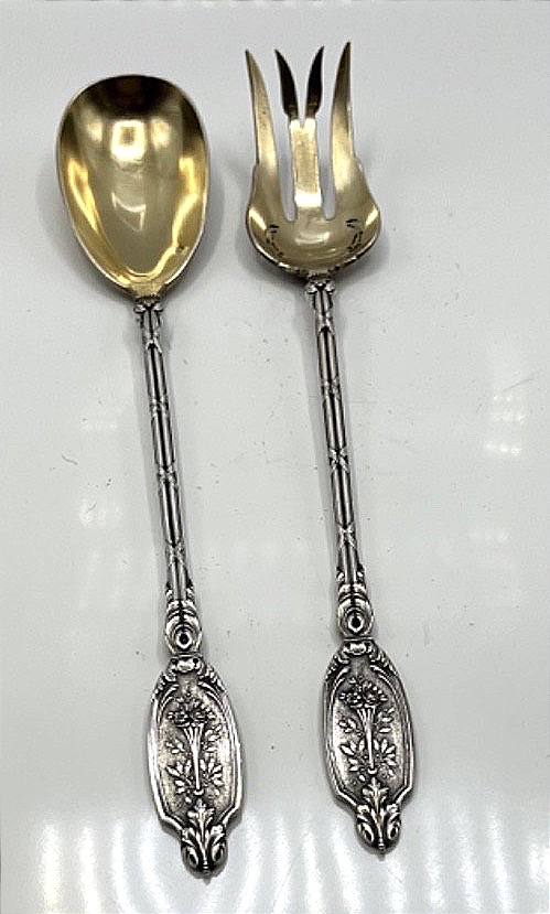 Silver And Vermeil Salad Serving Set