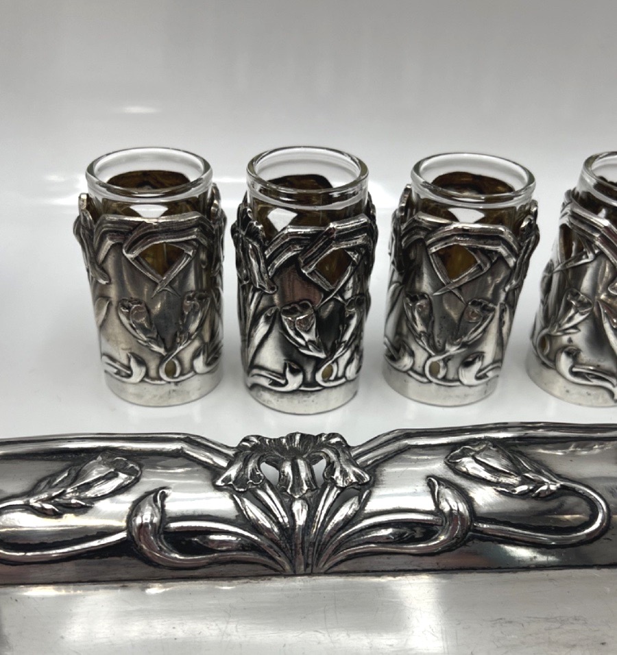 Service à liqueur en verre et argent massif, 8 pièces-photo-5