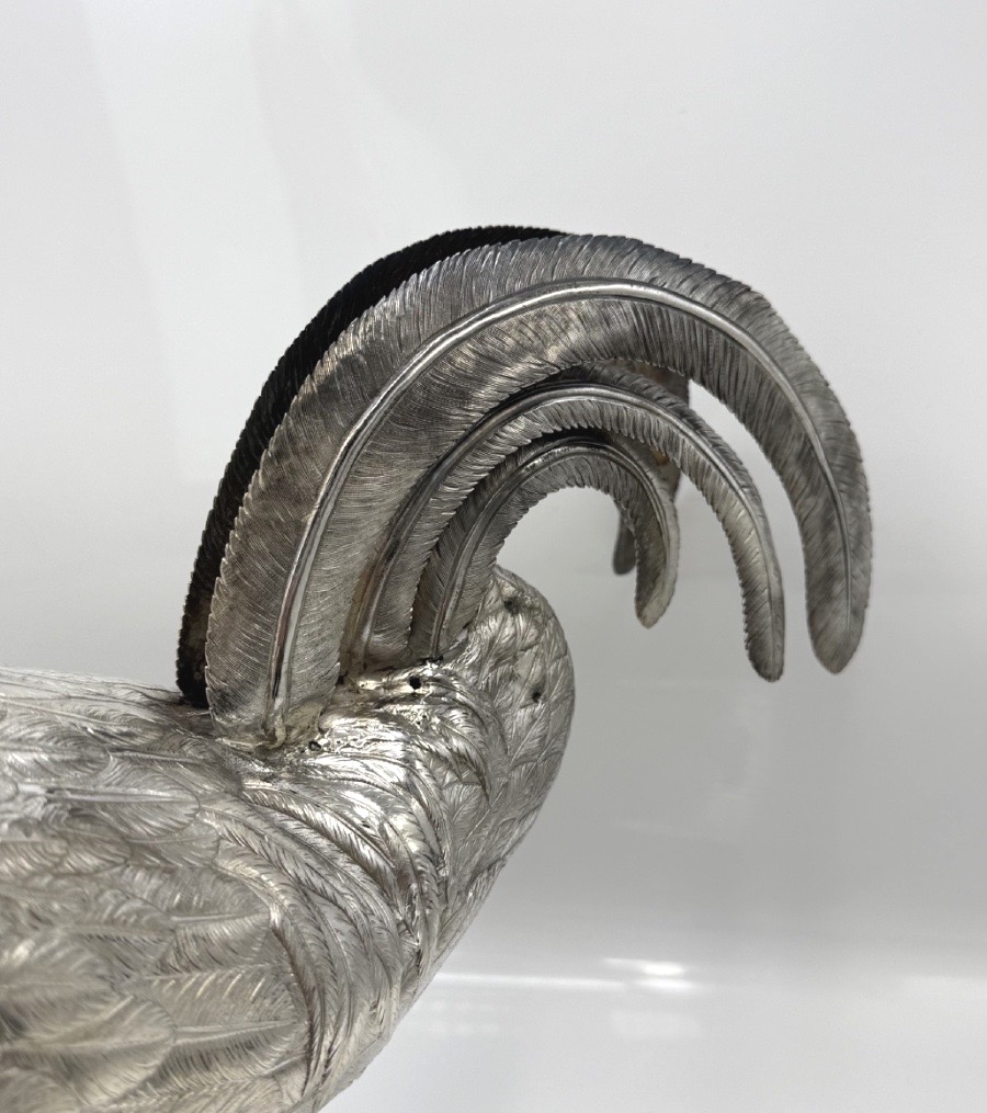 Statue Of A Rooster Made Of Solid Silver-photo-4