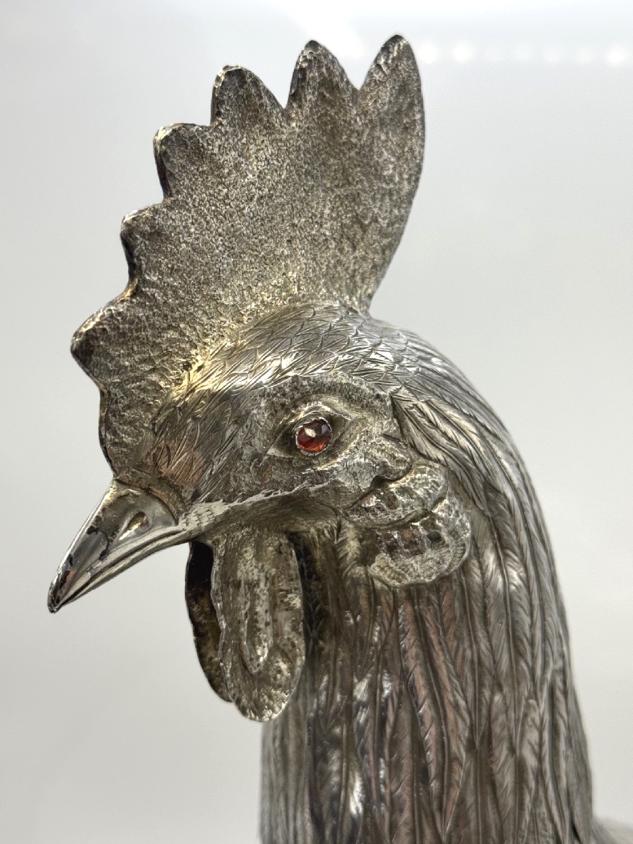 Statue Of A Rooster Made Of Solid Silver-photo-5