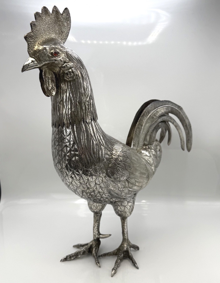 Statue Of A Rooster Made Of Solid Silver-photo-7