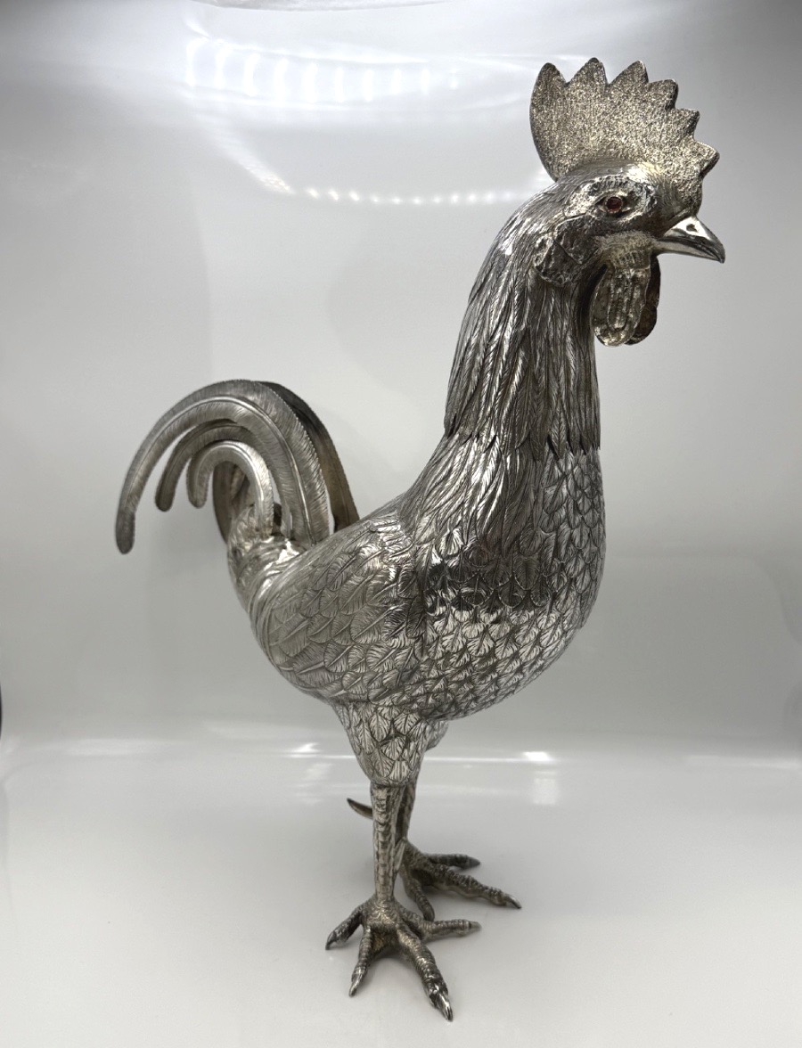 Statue Of A Rooster Made Of Solid Silver-photo-8