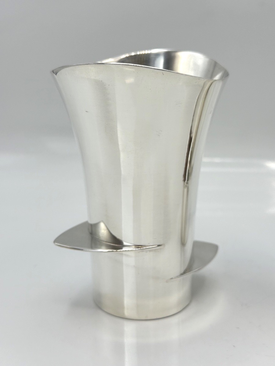 Paire de timbales en argent massif style Art Déco par Puiforcat-photo-4