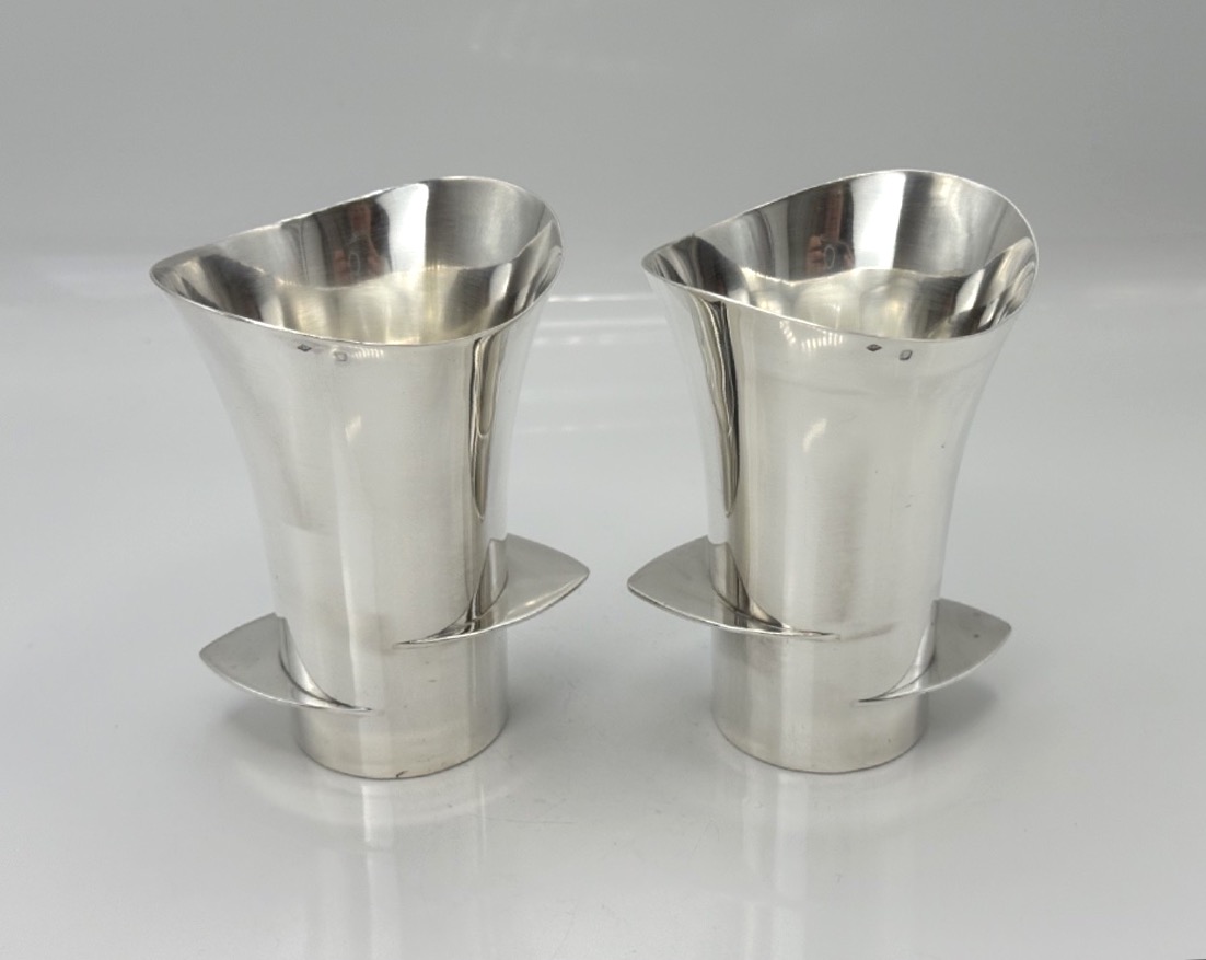 Paire de timbales en argent massif style Art Déco par Puiforcat-photo-7