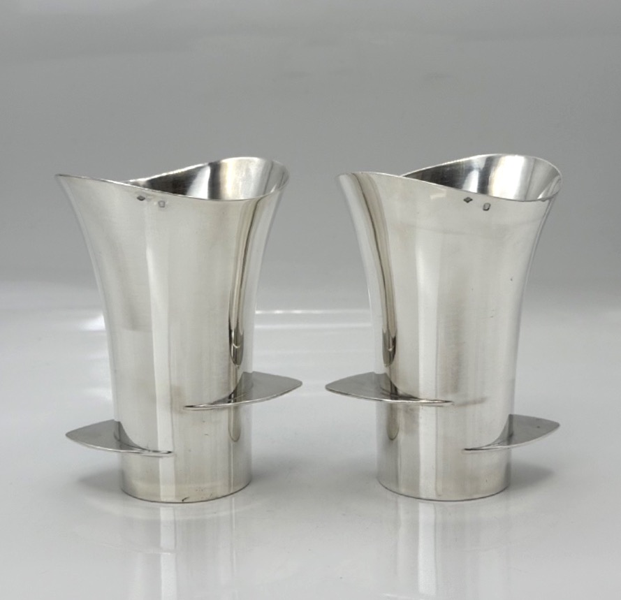 Paire de timbales en argent massif style Art Déco par Puiforcat-photo-8