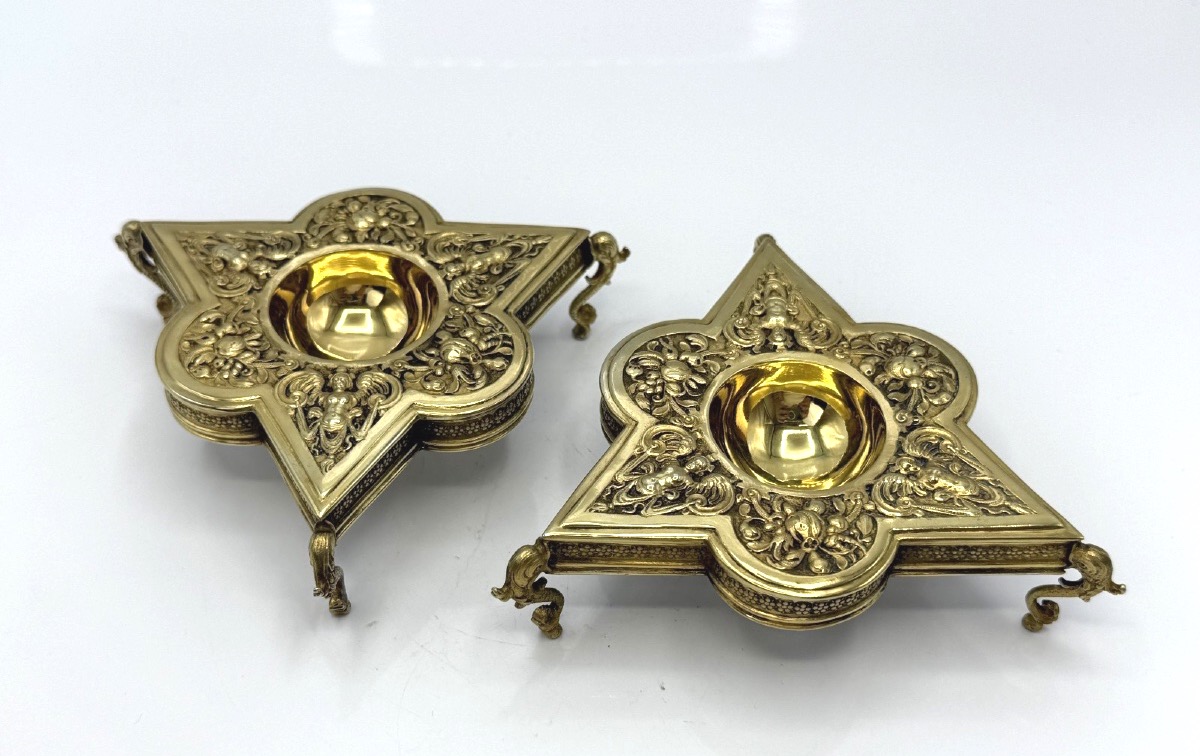 Pair Of 19th-century Vermeil Tripod Cups, By Bossard-photo-2