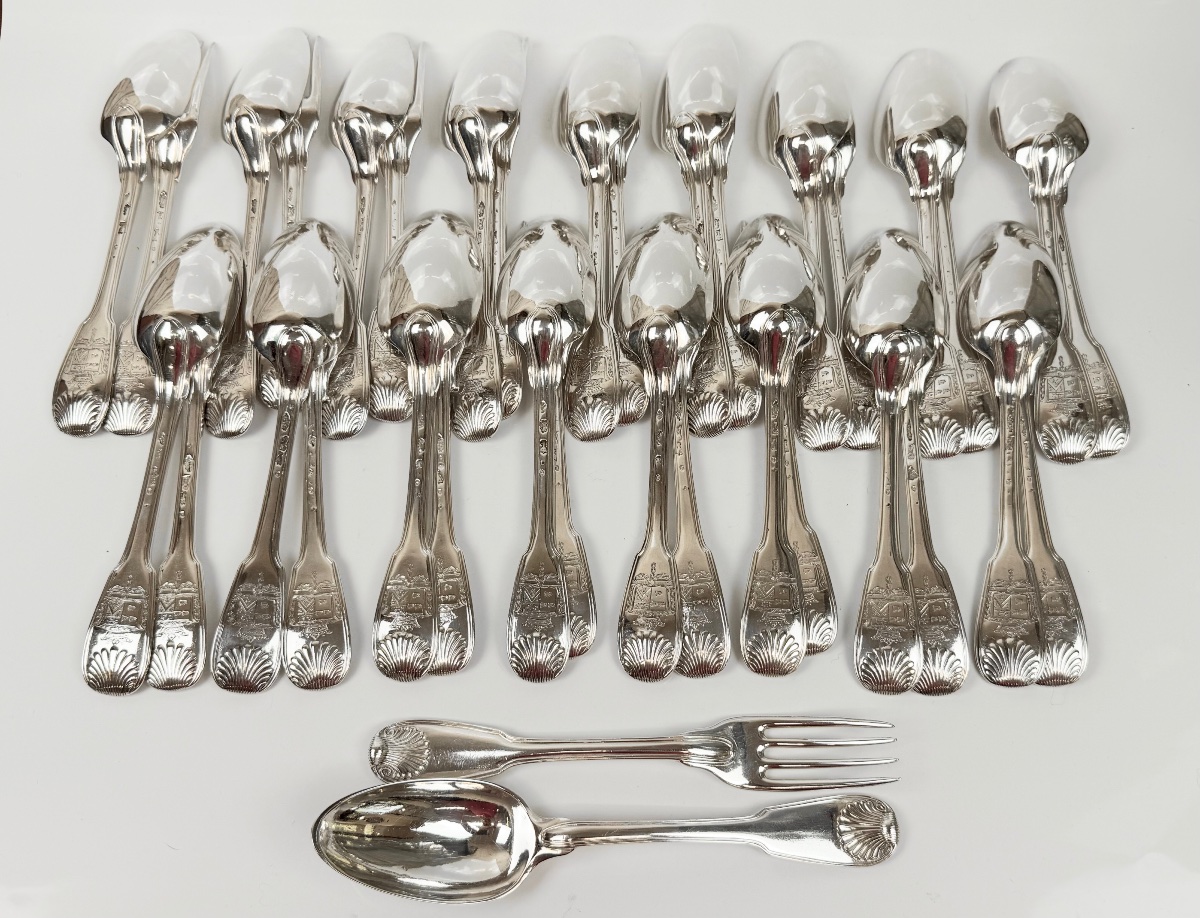 A Set Of 18 Pieces Of Solid Silver Tableware From The 18th Century-photo-8