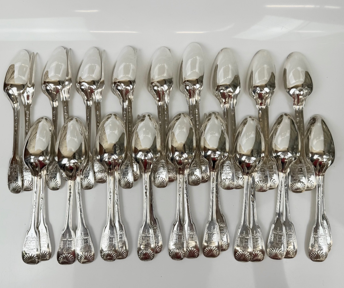A Set Of 18 Pieces Of Solid Silver Tableware From The 18th Century-photo-7