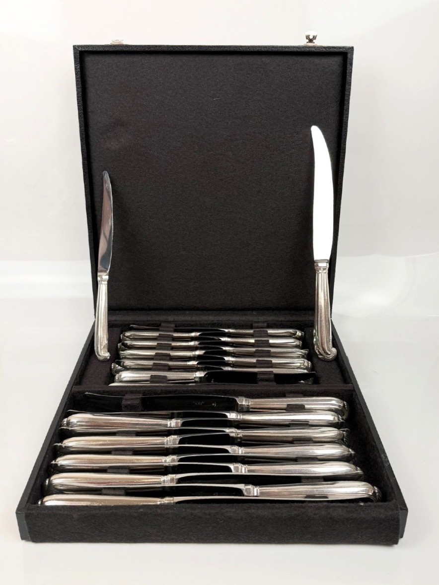 Set Of 24 18th-century-style Cross-handled Knives By Boin-taburet