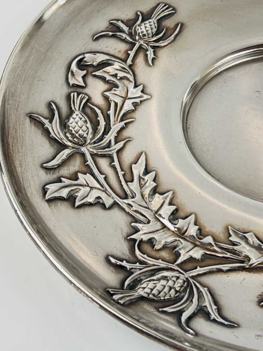 Tasse et sous-tasse en argent massif Art Nouveau-photo-5