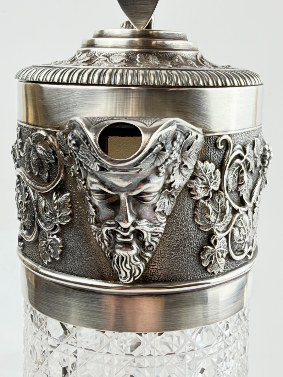 Carafe en cristal taillé et argent massif Mascarons-photo-1