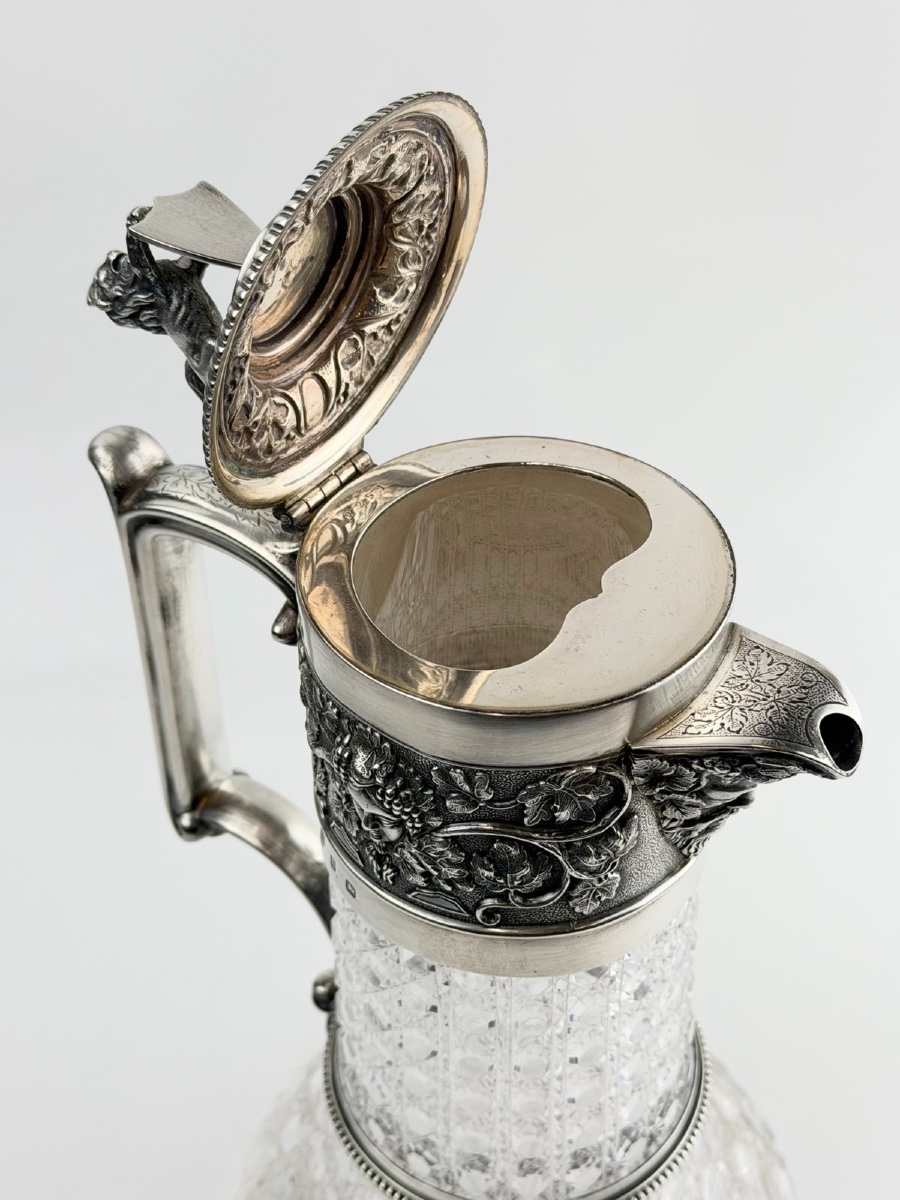 Carafe en cristal taillé et argent massif Mascarons-photo-3